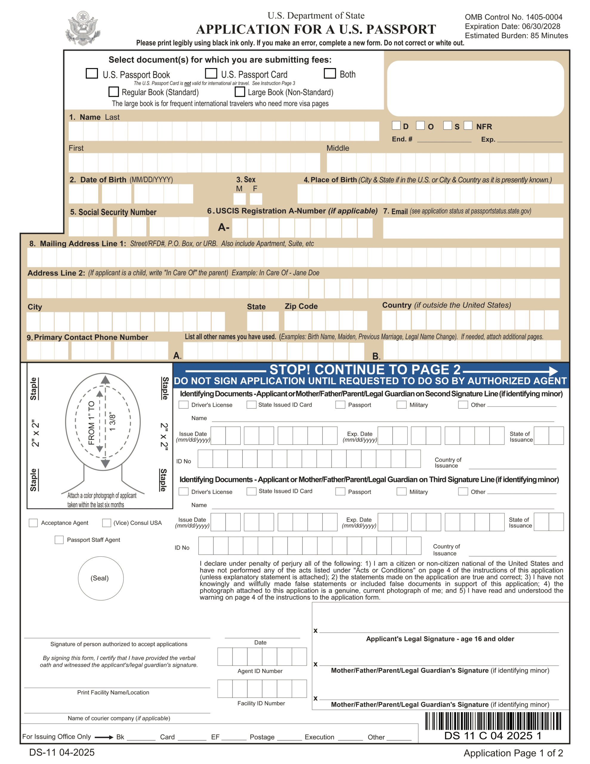 Ds-11 Passport Application Form 2024-2025 - Fill &amp;amp; Download - Pdf Guru with Printable Renewal Passport Application Form