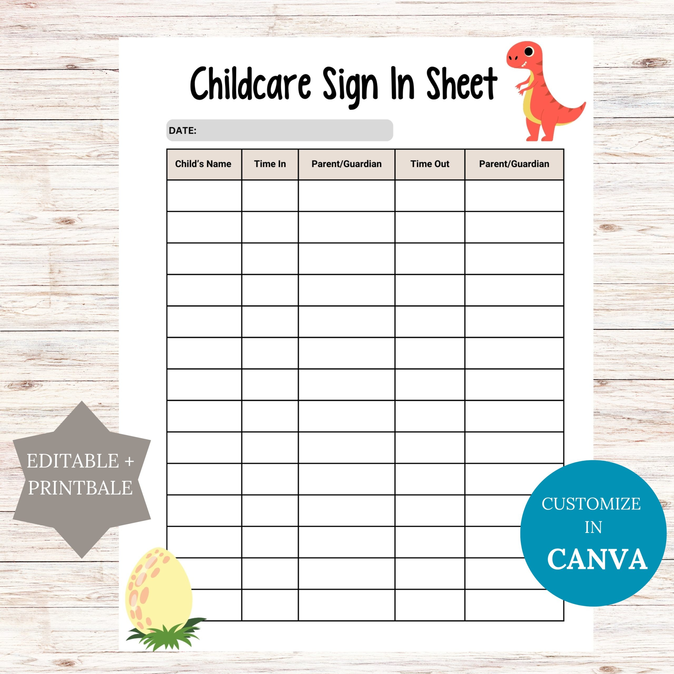 Editable Childcare Sign In Sheet Printable in Free Printable Daycare Sign In Sheets
