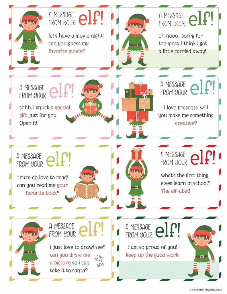 Elf On The Shelf Notes And Jokes, Free Printable Set Of 24 Cards for Elf On A Shelf Printable Book