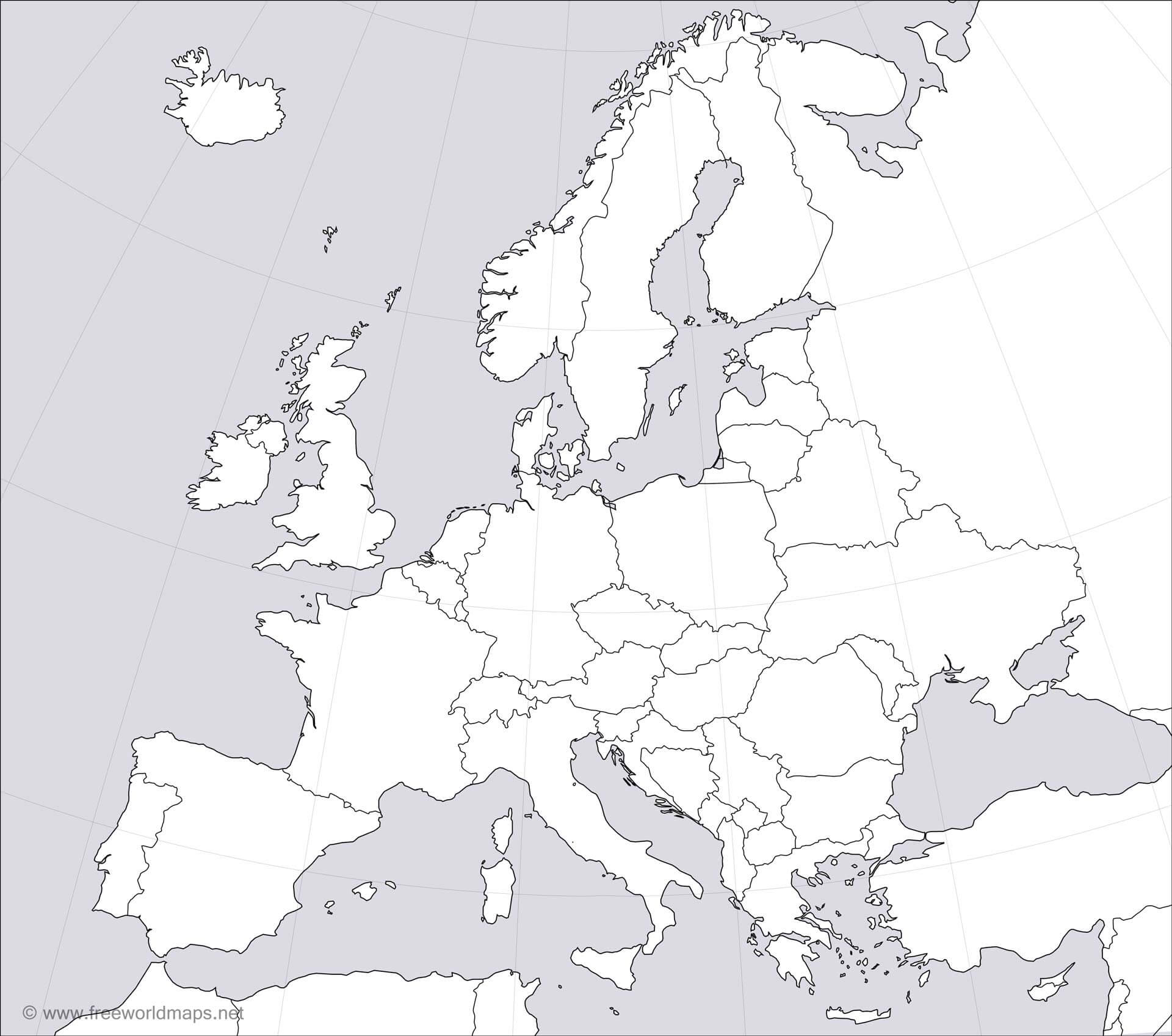 Europe Blank Map intended for Map of Europe Printable Free