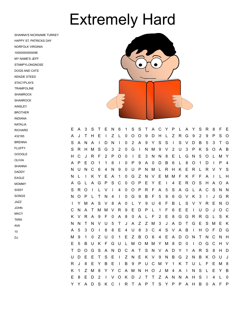 Extremely Hard Word Search - Wordmint for Free Printable Difficult Hard Word Search