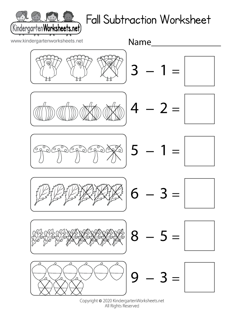 Fall Subtraction Within 10 Worksheet - Free Printable, Digital, &amp;amp; Pdf in Subtraction Worksheets For Kindergarten Free Printables