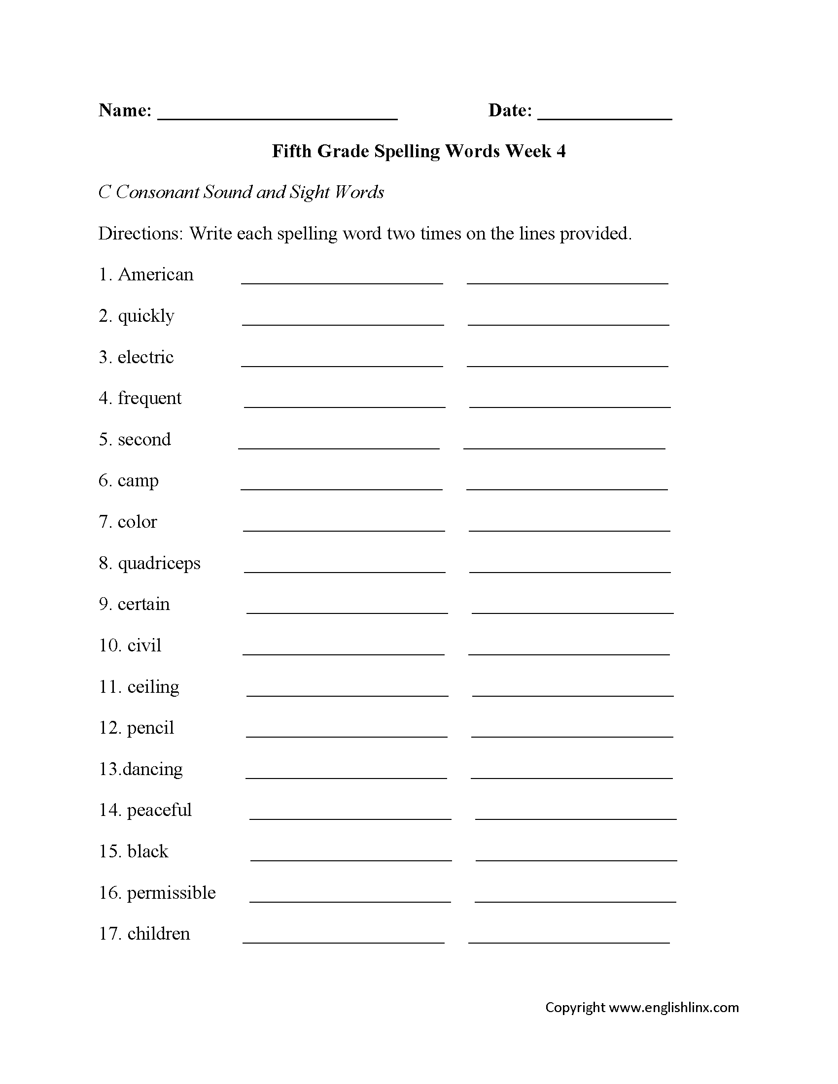 Fifth Grade Spelling Worksheets | Printable Word Lists &amp;amp; Weekly with regard to Free Printable Worksheets For 5th Grade