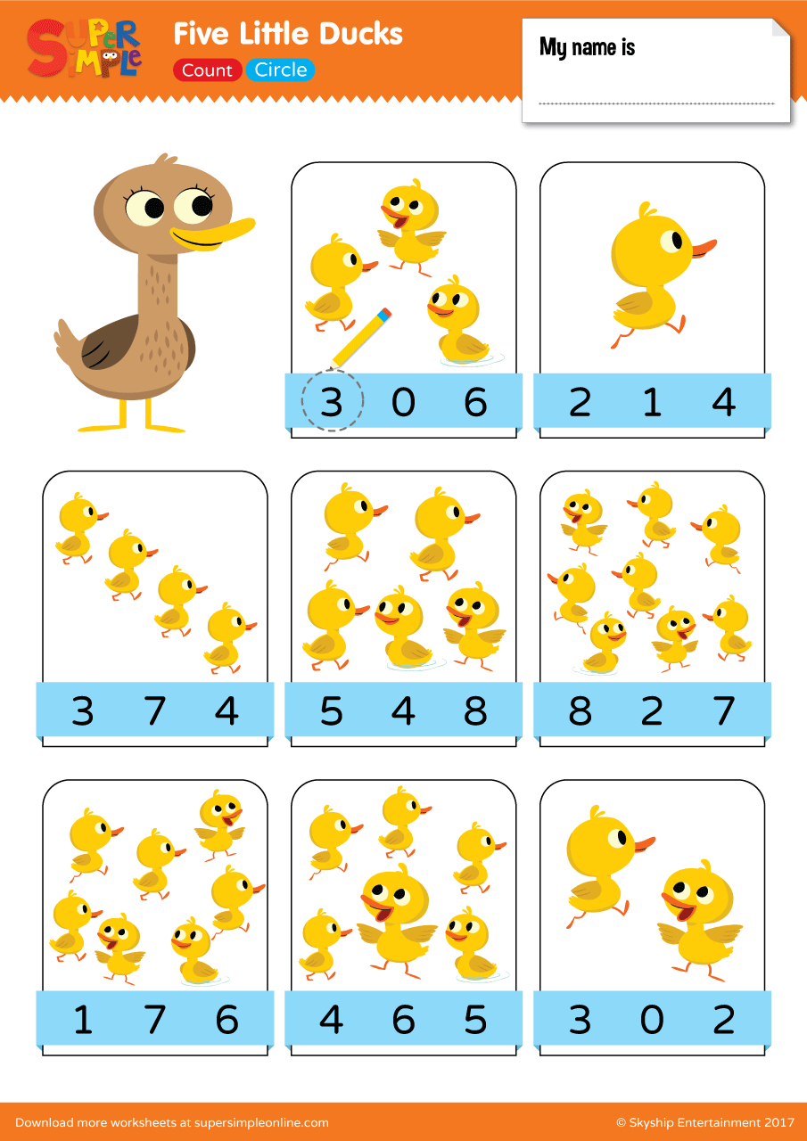 Five Little Ducks - Count &amp;amp; Circle - Super Simple pertaining to 5 Little Ducks Printable Free Download