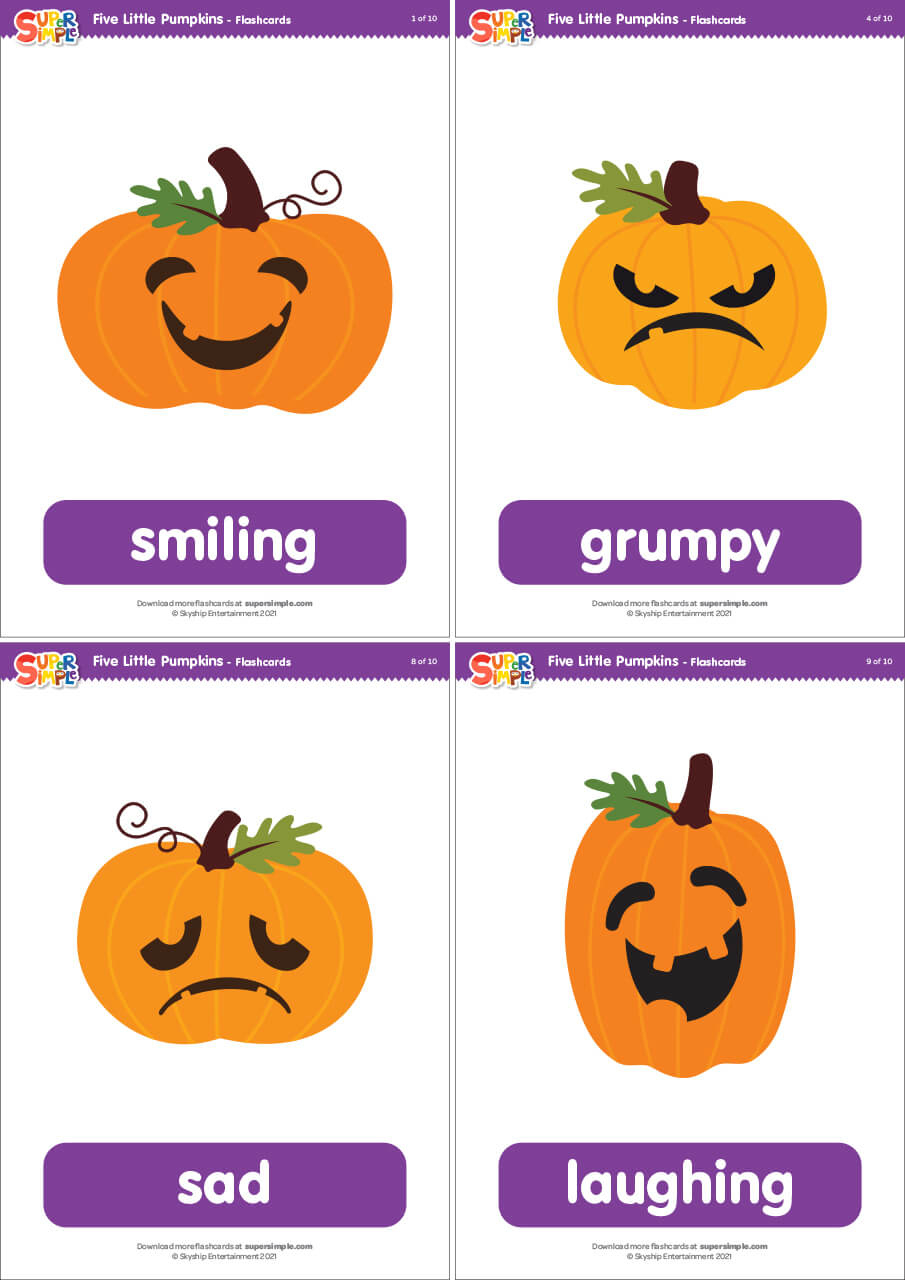 Five Little Pumpkins Flashcards - Super Simple with 5 Little Pumpkins Free Printable