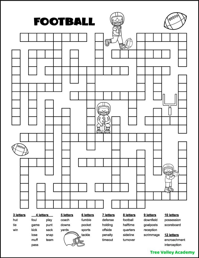 Football Fill In Word Puzzles - Tree Valley Academy pertaining to Printable Fill in Word Puzzles