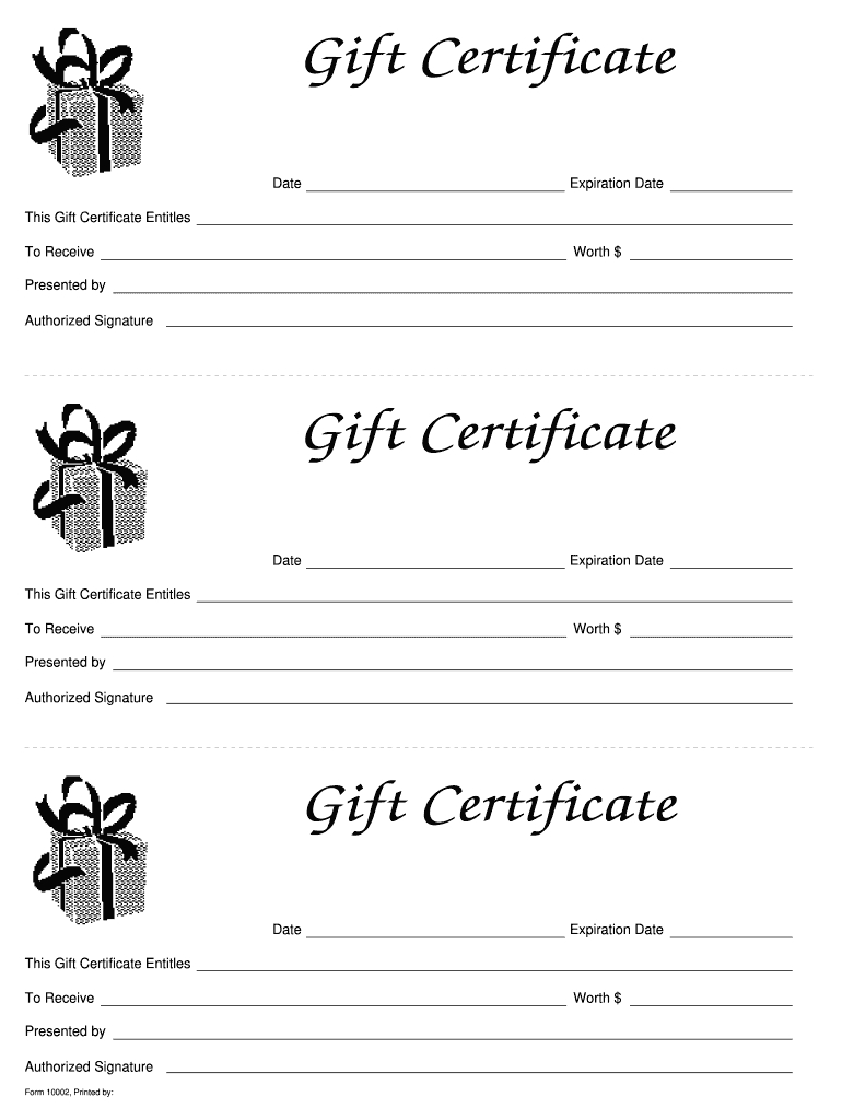 Form 10002 - Fill Online, Printable, Fillable, Blank - Pdffiller with regard to Printable Gift Certificate Template Word