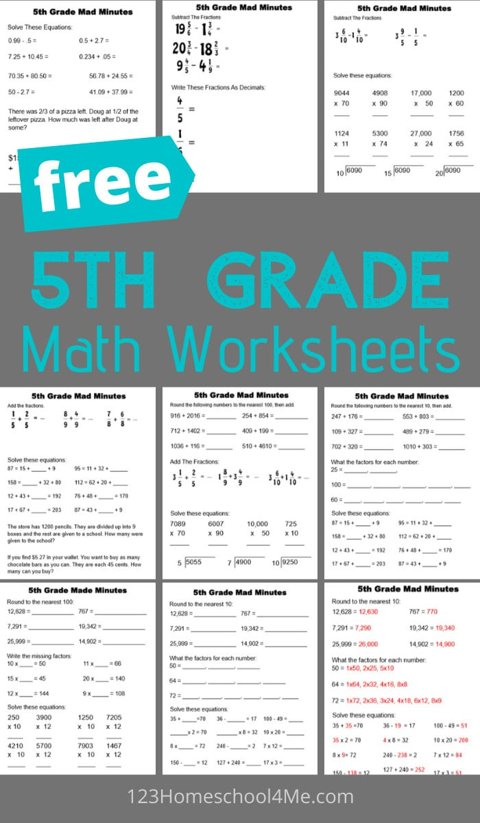 5th Grade Math Worksheets Free Printable | Edu Printables
