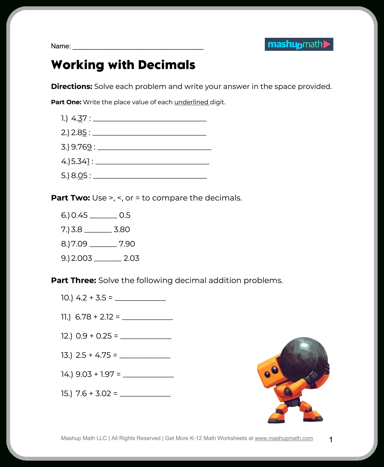 Free 5Th Grade Math Worksheets—Printable W/ Answers — Mashup Math with Free Printable Worksheets For 5th Grade