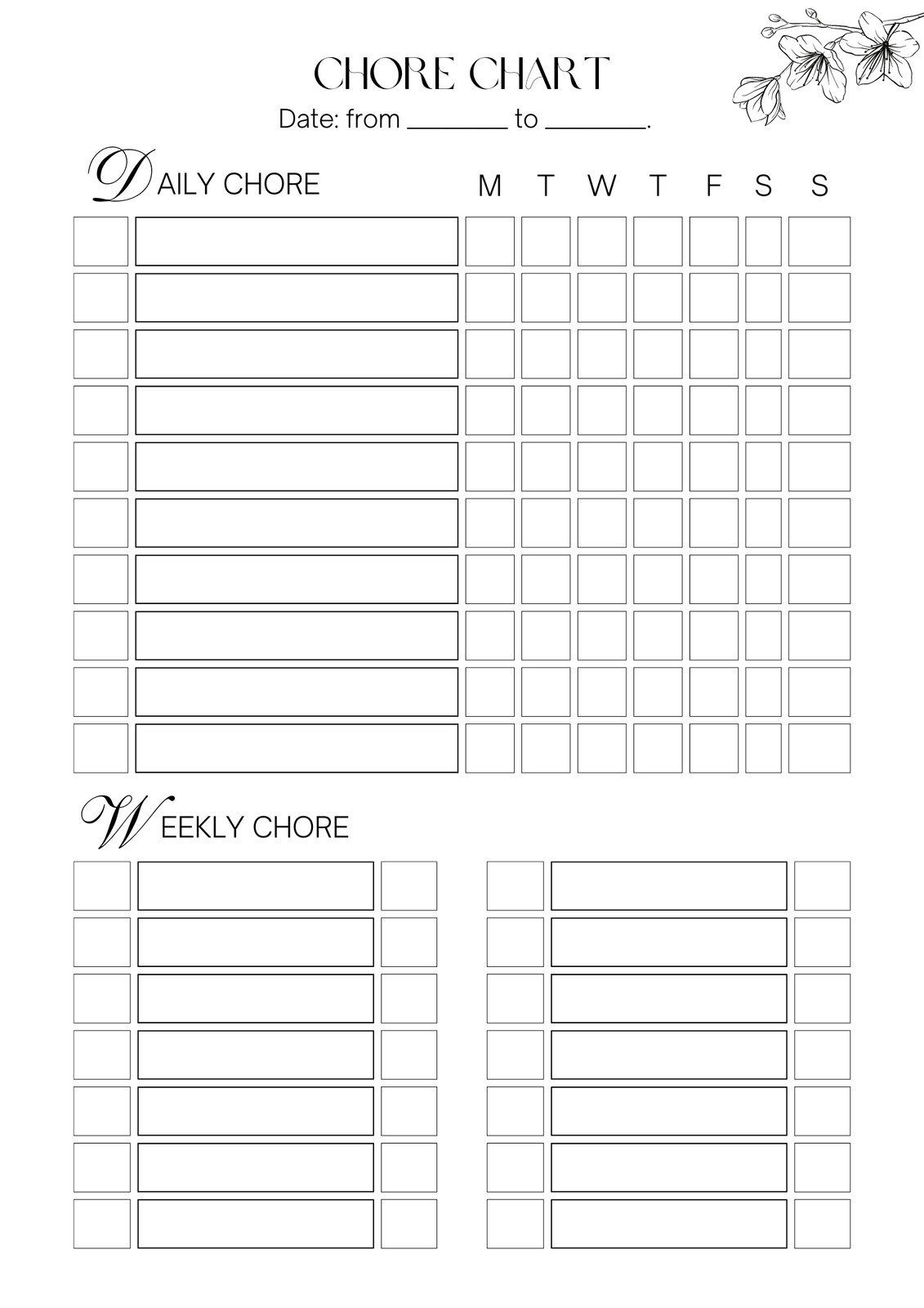 Free And Customizable Chore Templates within Family Chore Chart Free Printable