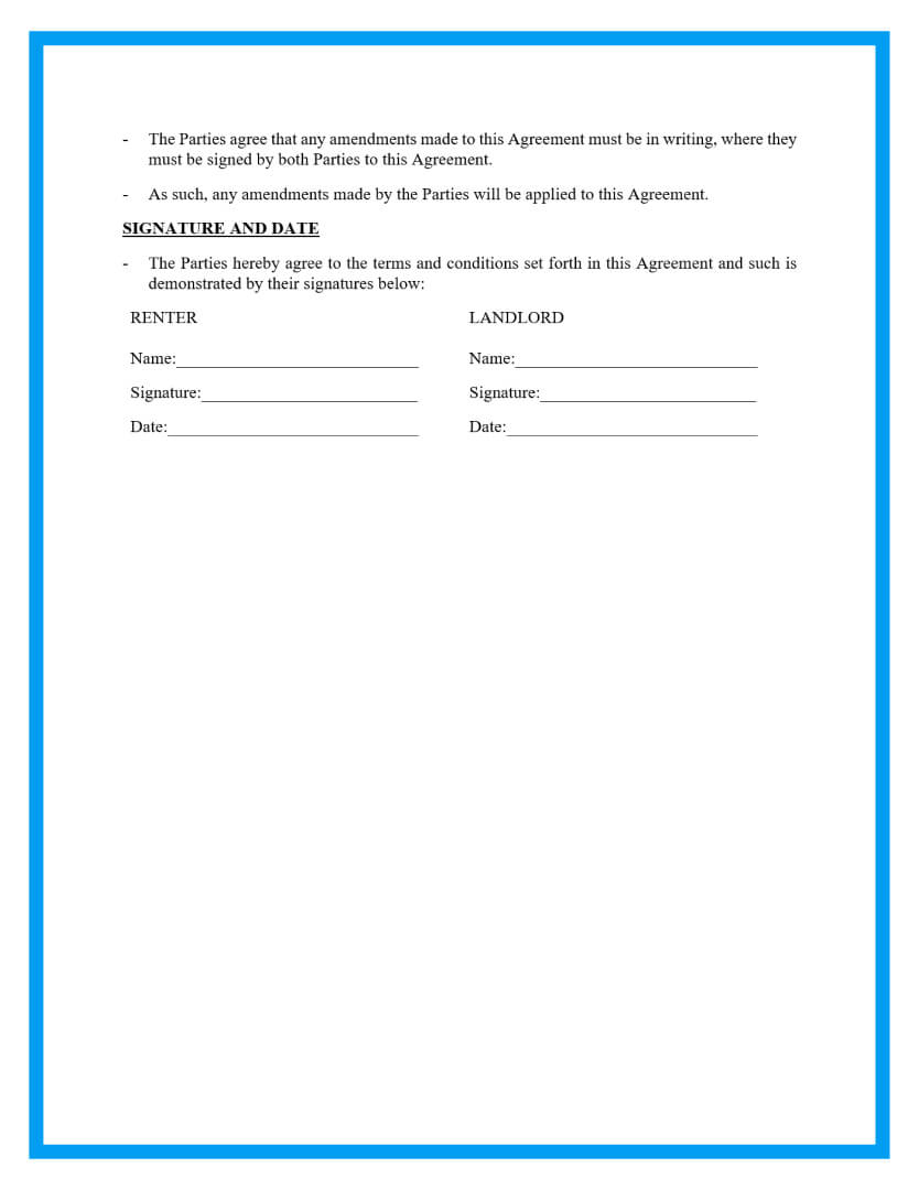 Free Basic Rental Agreement Template inside Blank Free Printable Basic Rental Agreement
