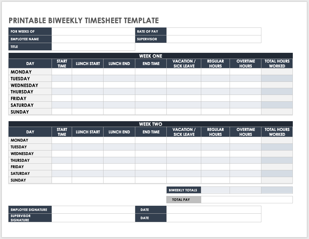 Free Biweekly Timesheet Templates | Smartsheet throughout Free Printable Biweekly Timesheet Template