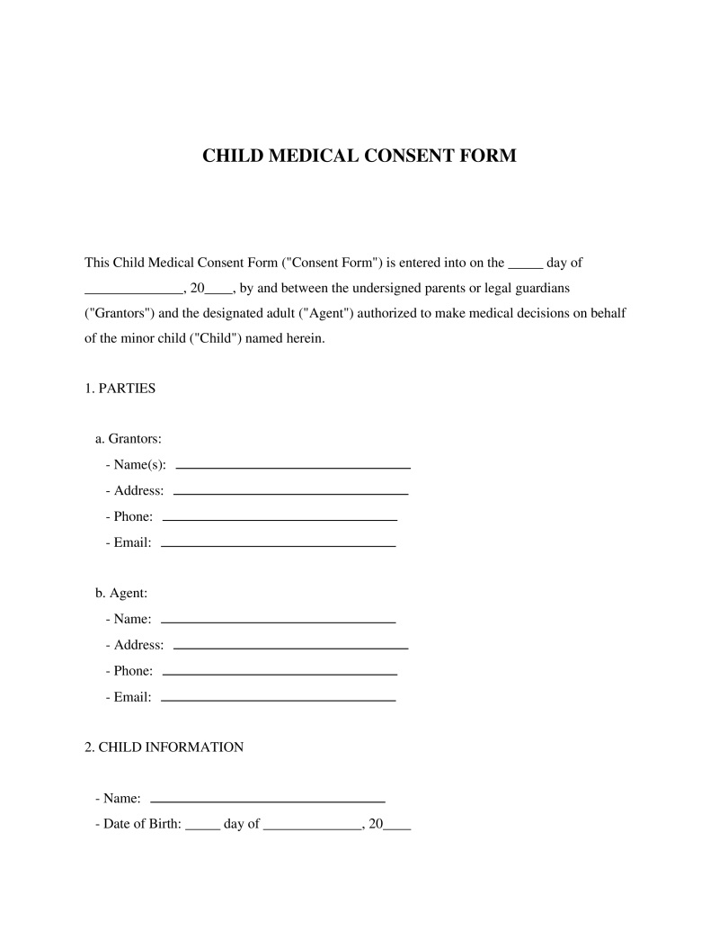 Free Child Medical Consent Form - Legaltemplates throughout Printable Medical Consent Form For Grandparents