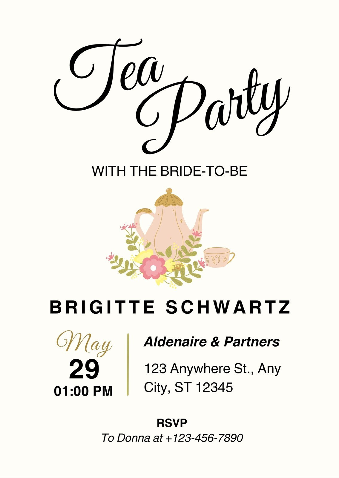 Free Custom Printable Bridal Tea Invitations Templates | Canva inside Free Printable Tea Party Invitations