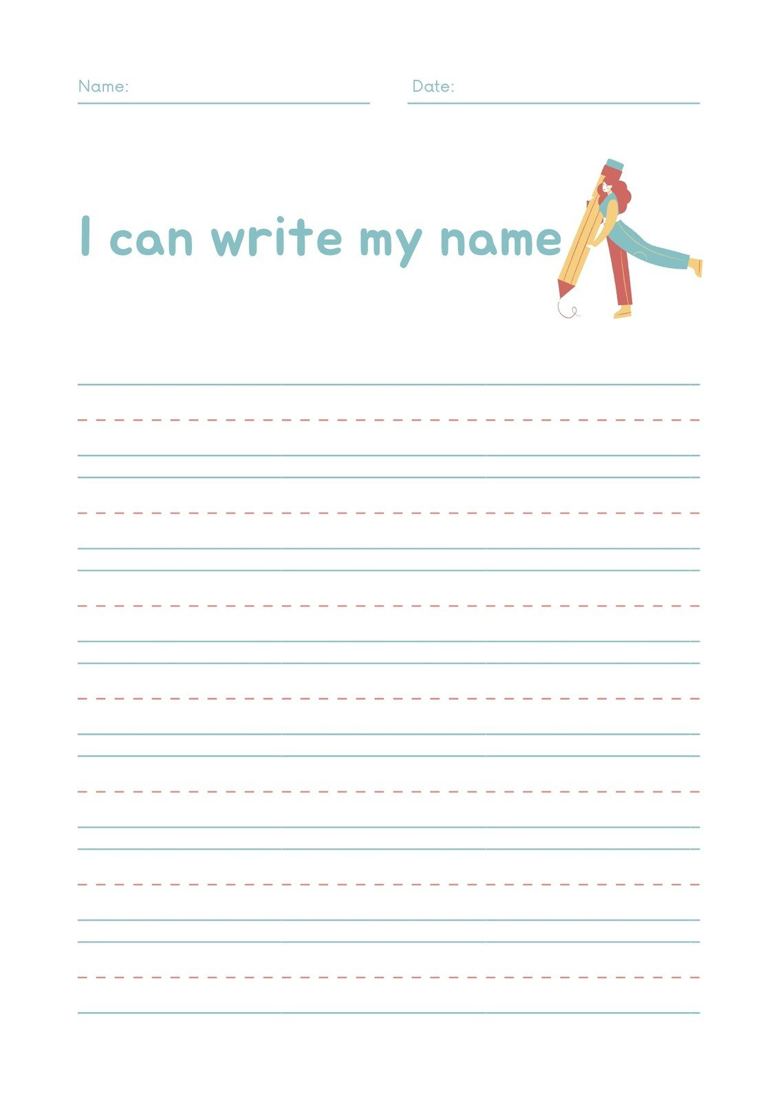 Free Custom Printable Handwriting Worksheet Templates | Canva regarding Free Printable Handwriting Practice Worksheets