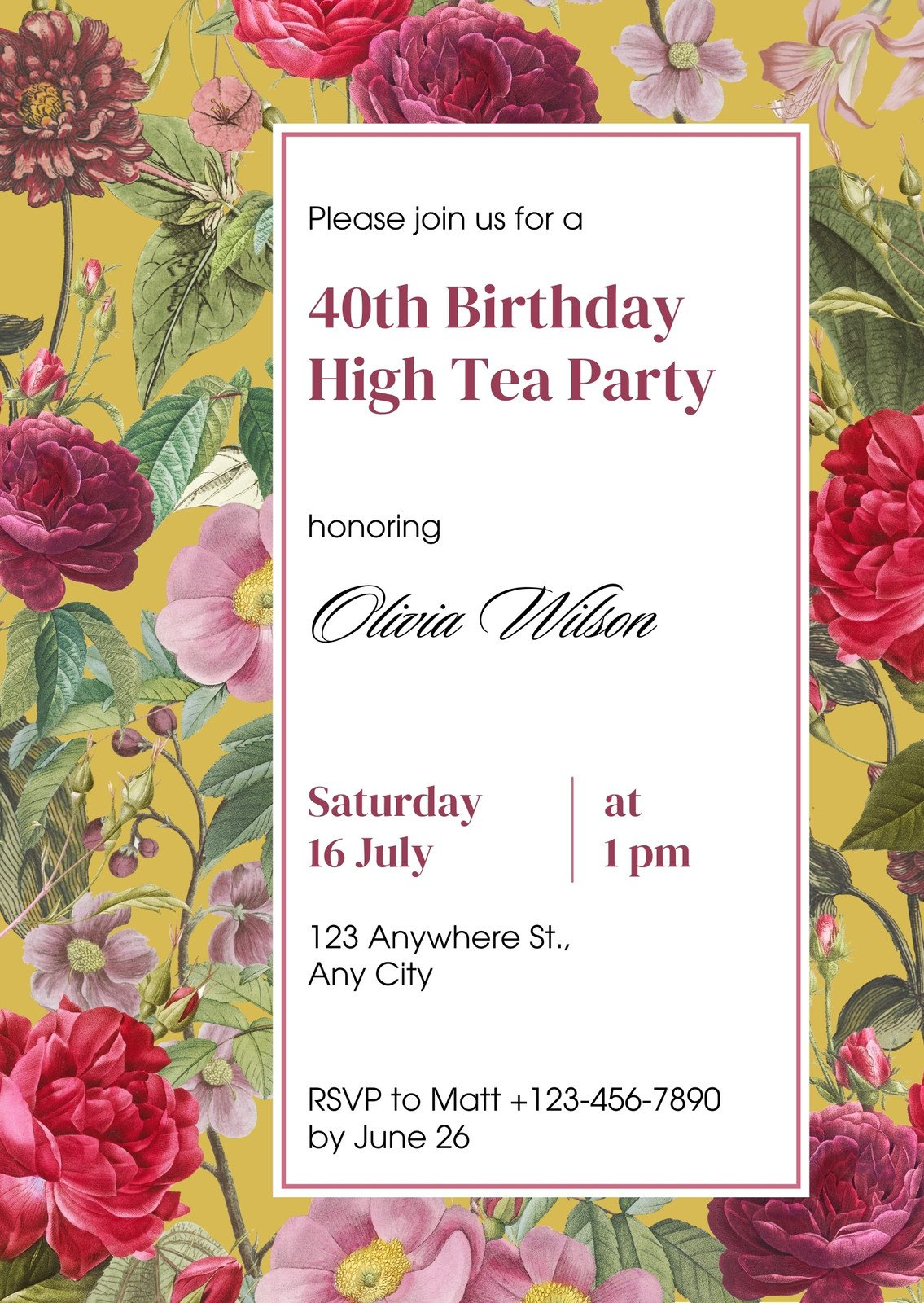 Free Custom Printable Tea Party Invitation Templates | Canva regarding Free Printable Tea Party Invitations