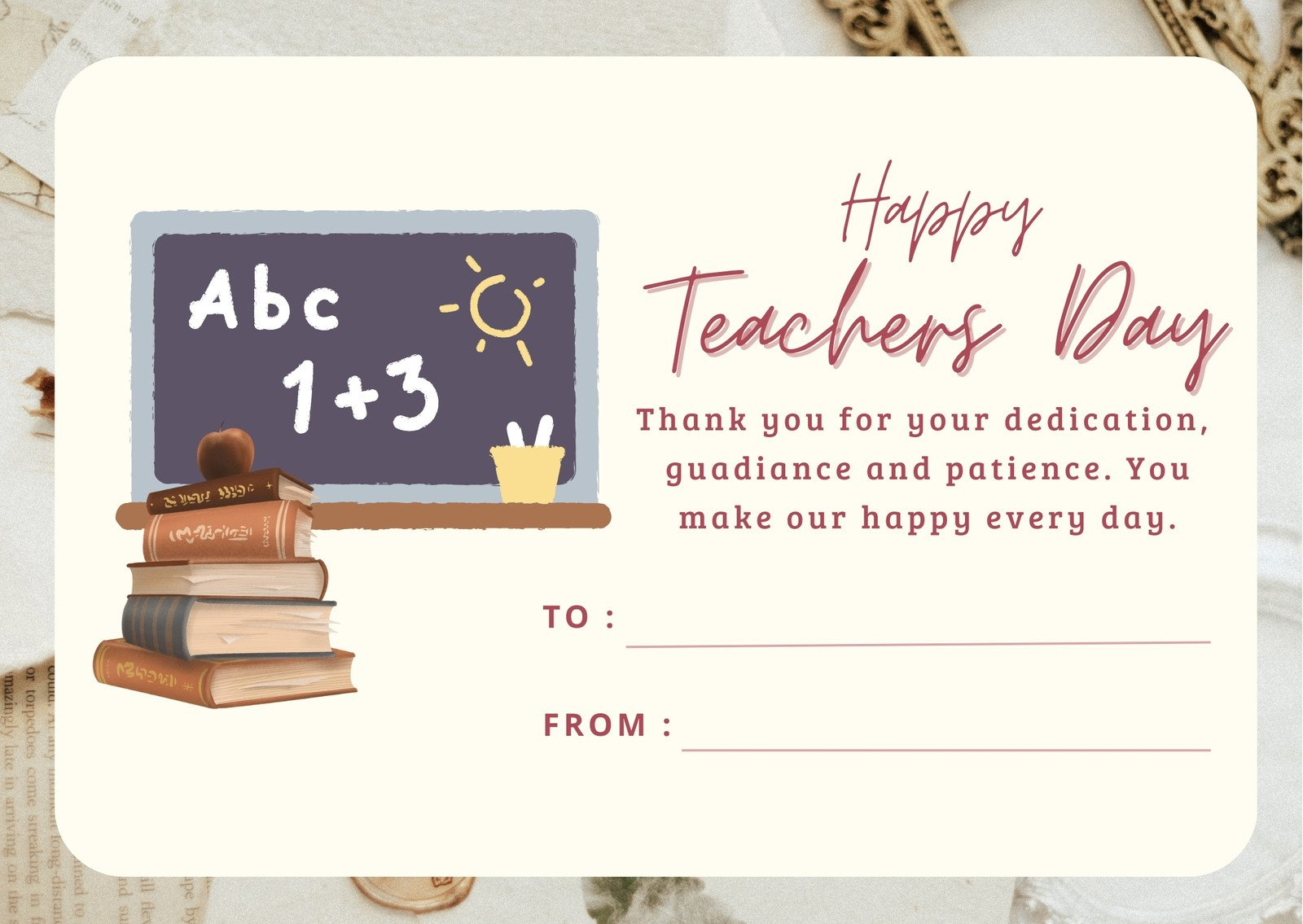 Free Custom Printable Teacher&amp;#039;S Day Card Templates | Canva regarding Free Printable Teachers Day Card