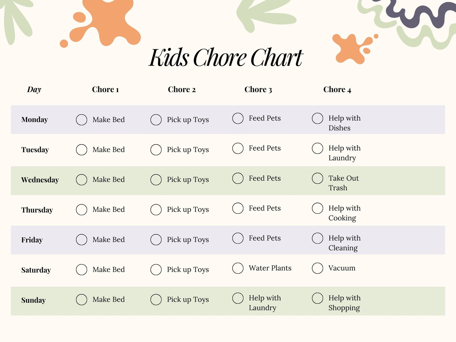Free Customizable Chore Chart Templates To Print | Canva inside Chore Charts For Families Free Printable