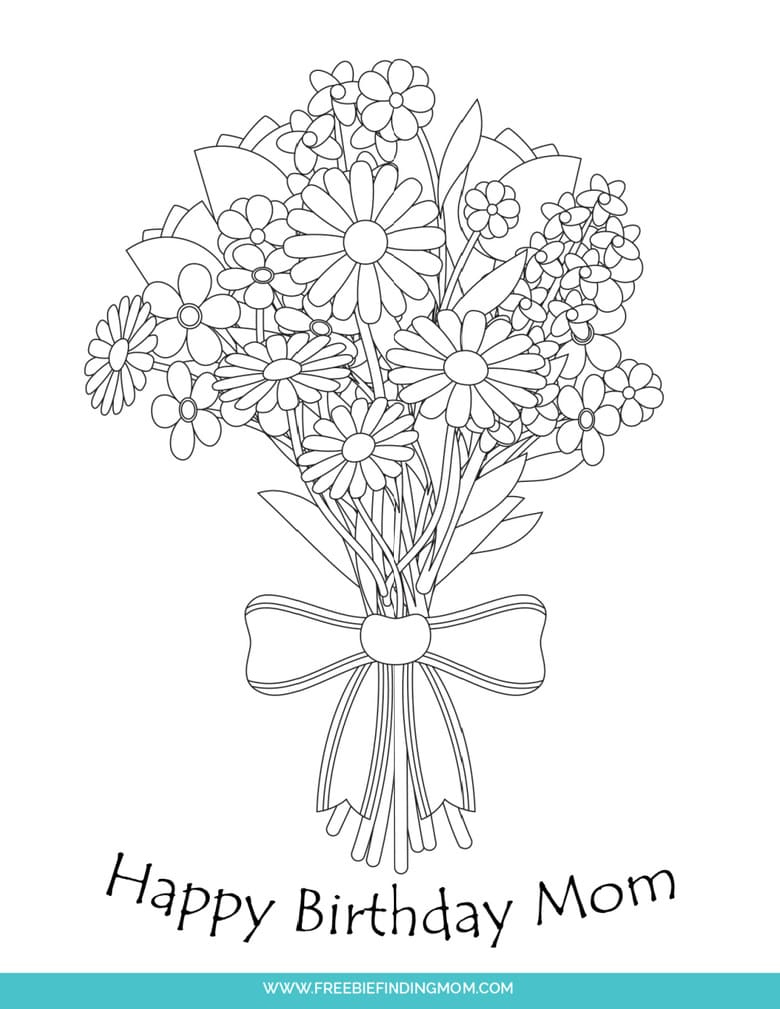 Free Cute Happy Birthday Mom Shapes Coloring Pages Printable intended for Happy Birthday Cards Printable For Mom