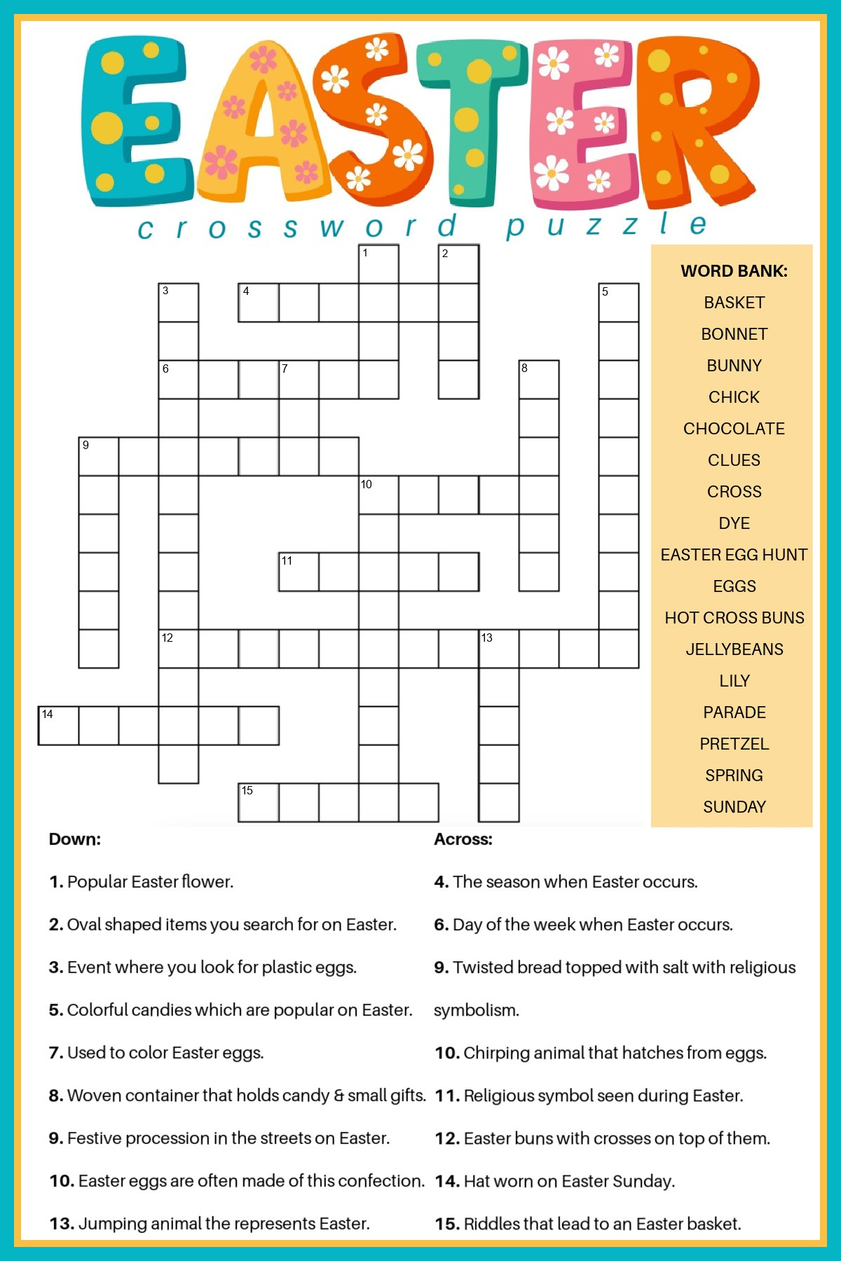 Free Easter Crossword Puzzle Printable - 2 Versions &amp;amp; Answer Key for Crossword Puzzles For Adults Printable