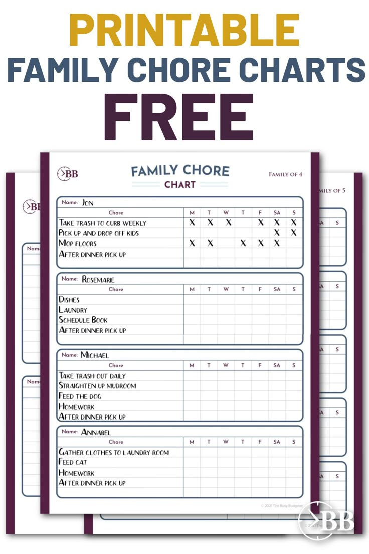 Free Family Chore Chart Printable with Chore Charts For Families Free Printable