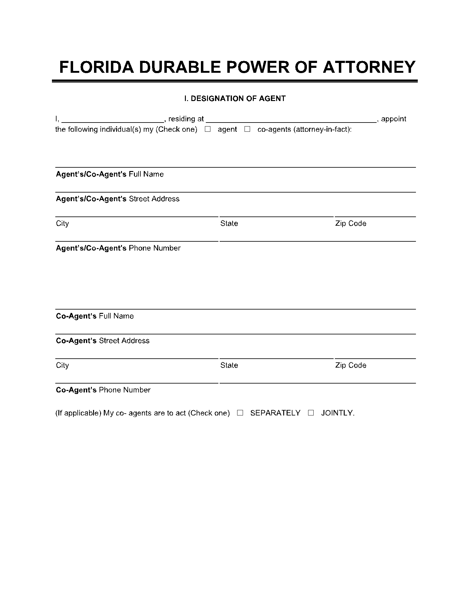 Free Florida Durable Power Of Attorney Form (Pdf) | Cocosign within Printable Power of Attorney Form Florida