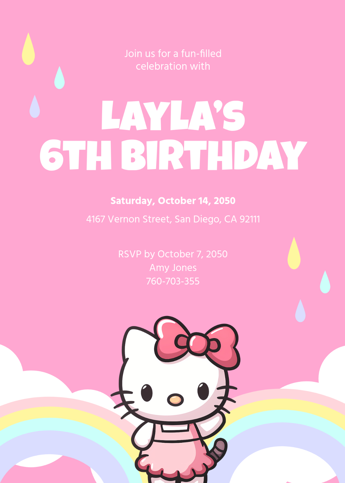 Free Hello Kitty Invitation Template To Edit Online within Hello Kitty Invitations Printable Free
