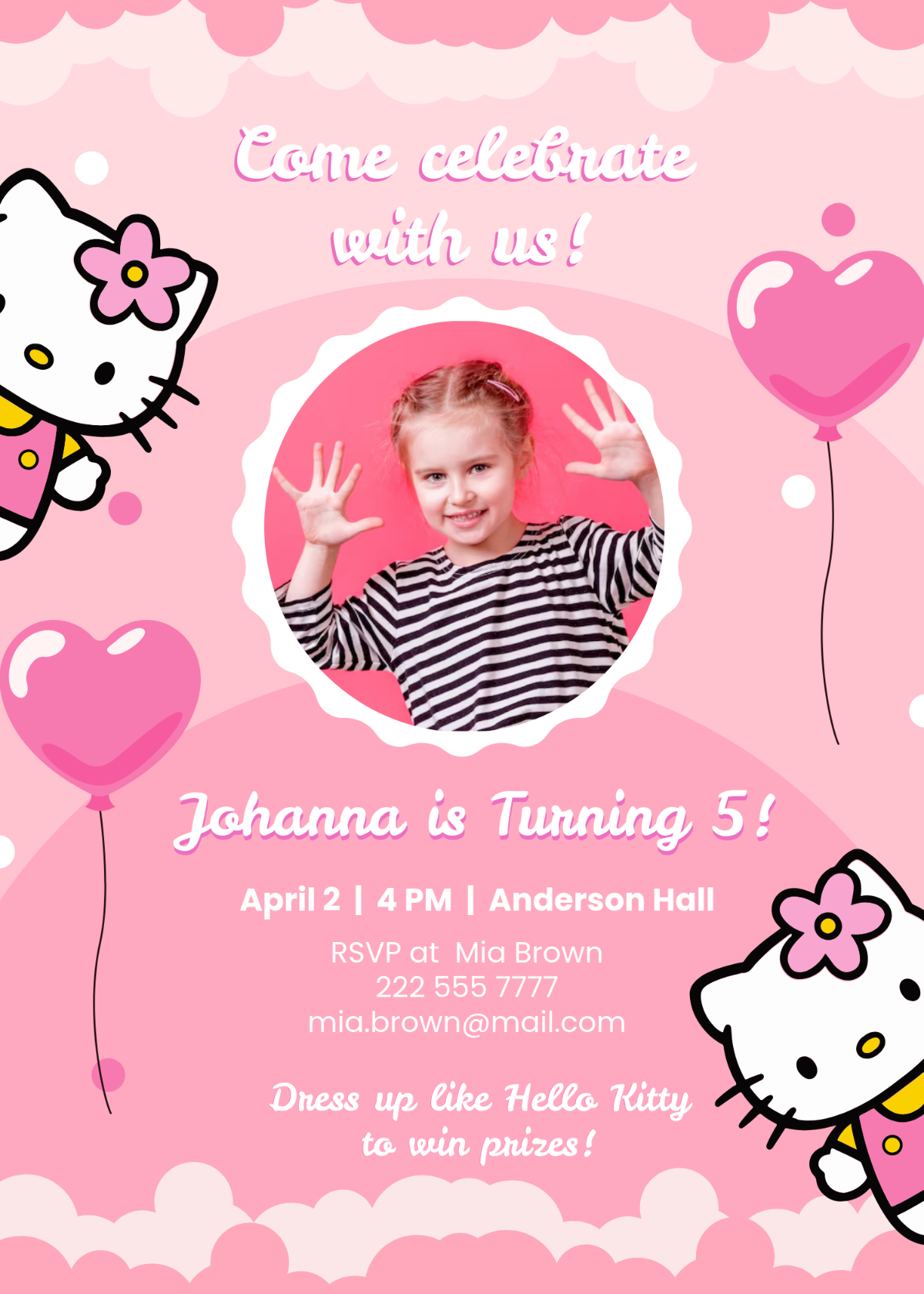 Free Hello Kitty Invitation Templates, Editable And Printable pertaining to Hello Kitty Invitations Printable Free