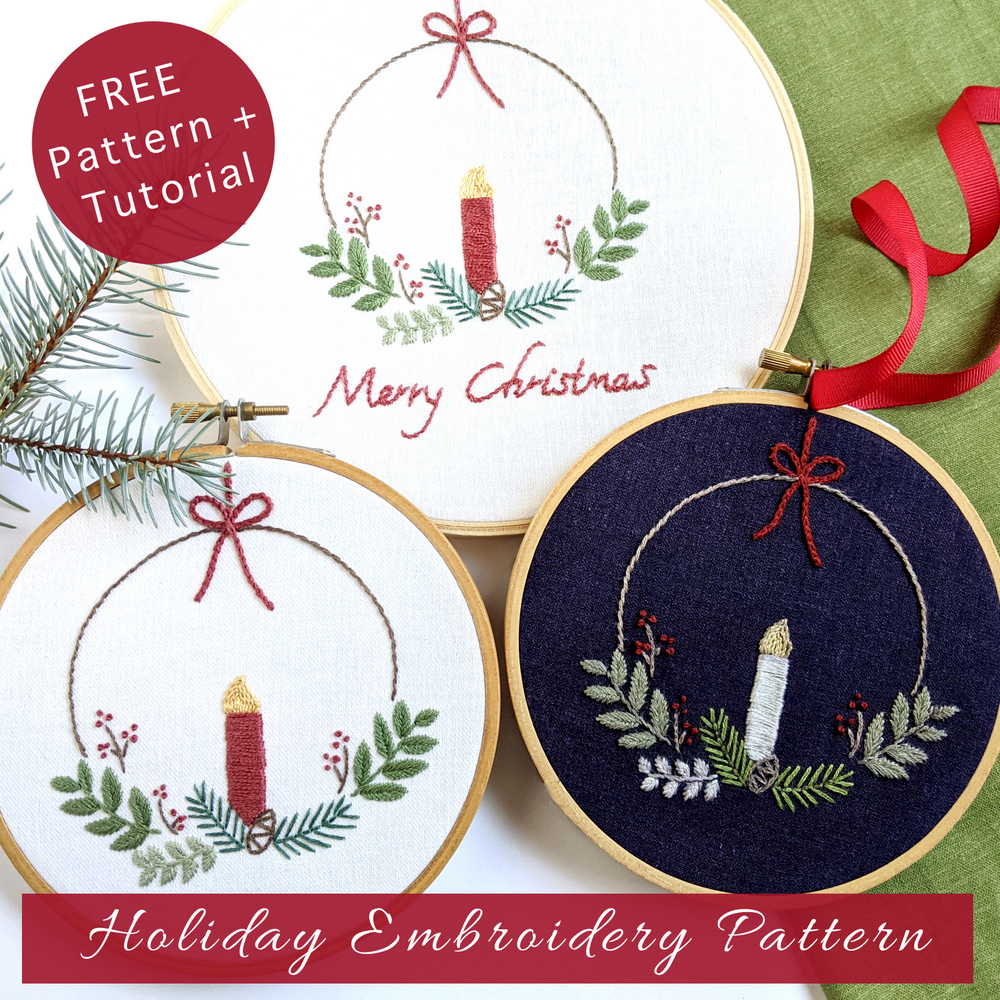 Free Holiday Embroidery Pattern &amp;amp; Tutorial - Wandering Threads for Free Printable Christmas Embroidery Patterns