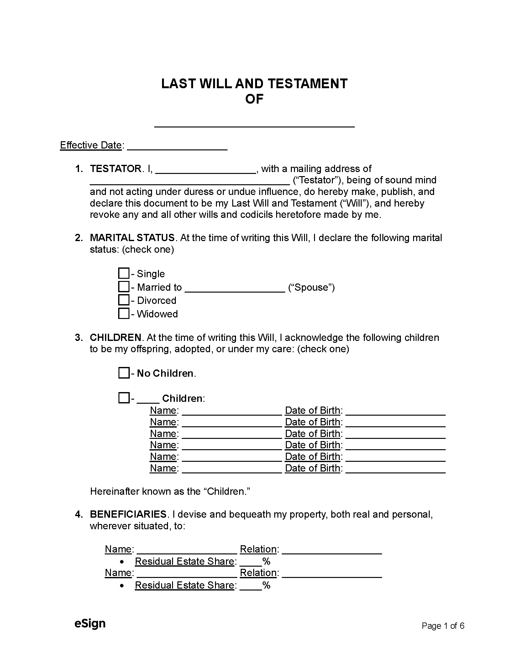 Free Last Will And Testament Template Templates (2) | Pdf | Word inside Last Will And Testament Forms Free Printable