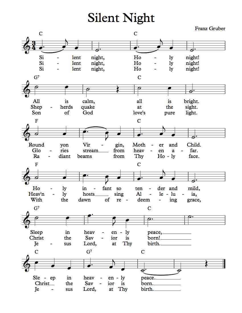 Free Lead Sheet – Silent Night - Worksheets Library pertaining to Free Printable Silent Night Sheet Music