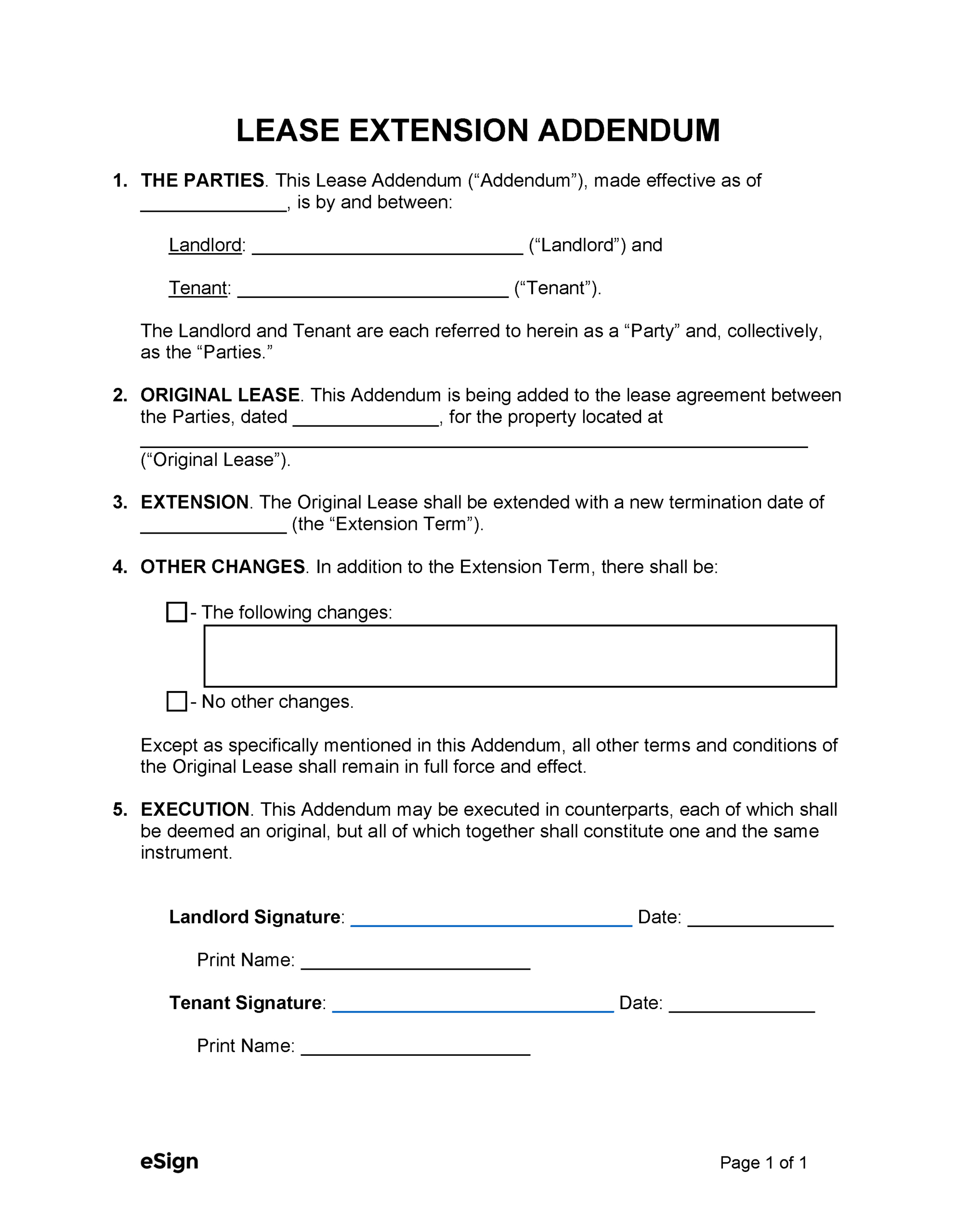 Free Lease Extension Addendum | Pdf | Word with regard to Free Printable Lease Extension Agreement