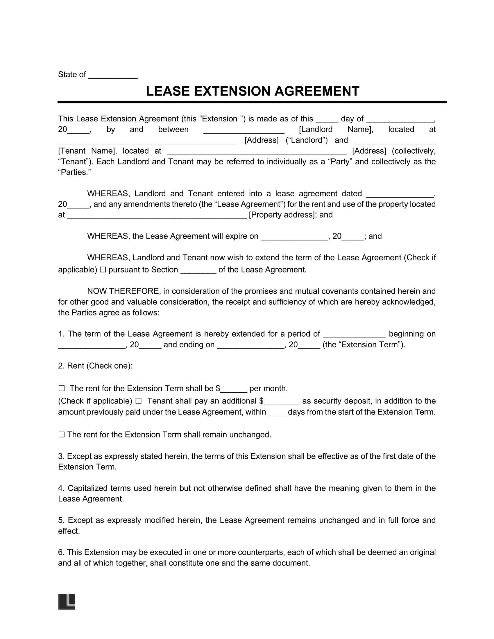 Free Lease Extension Addendum Template | Pdf &amp;amp; Word within Free Printable Lease Extension Agreement