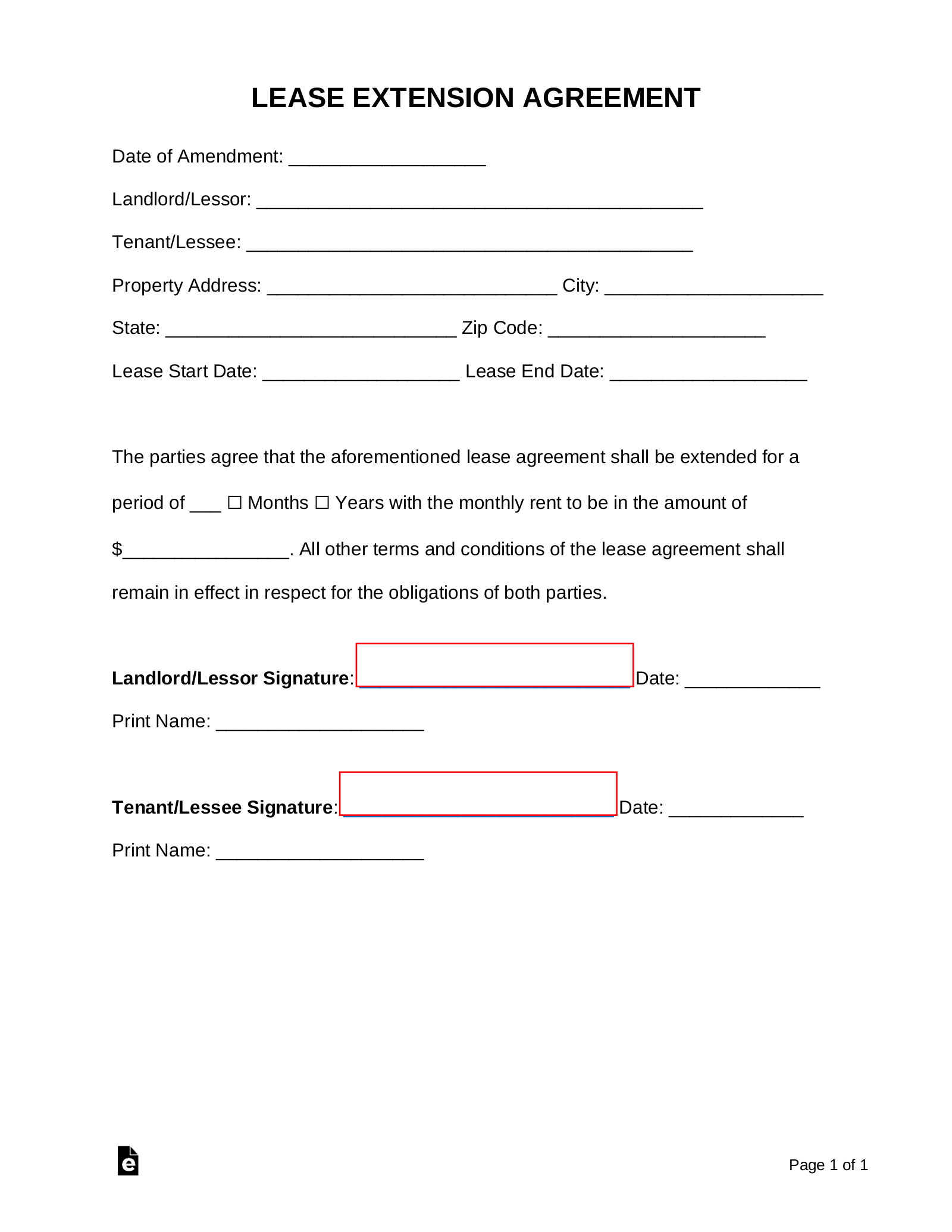 Free Lease Extension Agreement | Residential &amp;amp; Commercial - Pdf throughout Free Printable Lease Extension Agreement