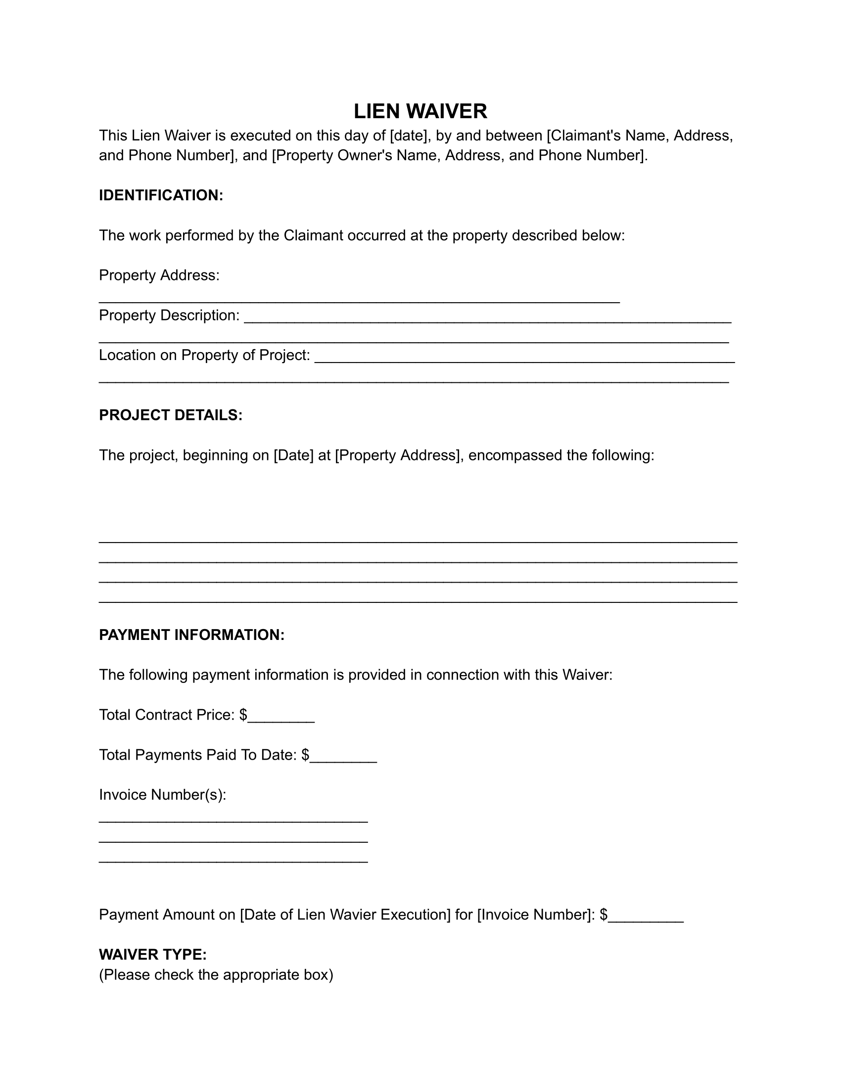 Free Lien Waiver Form (For Contractors) | Pdf &amp;amp; Word with Printable Release of Lien Form Florida