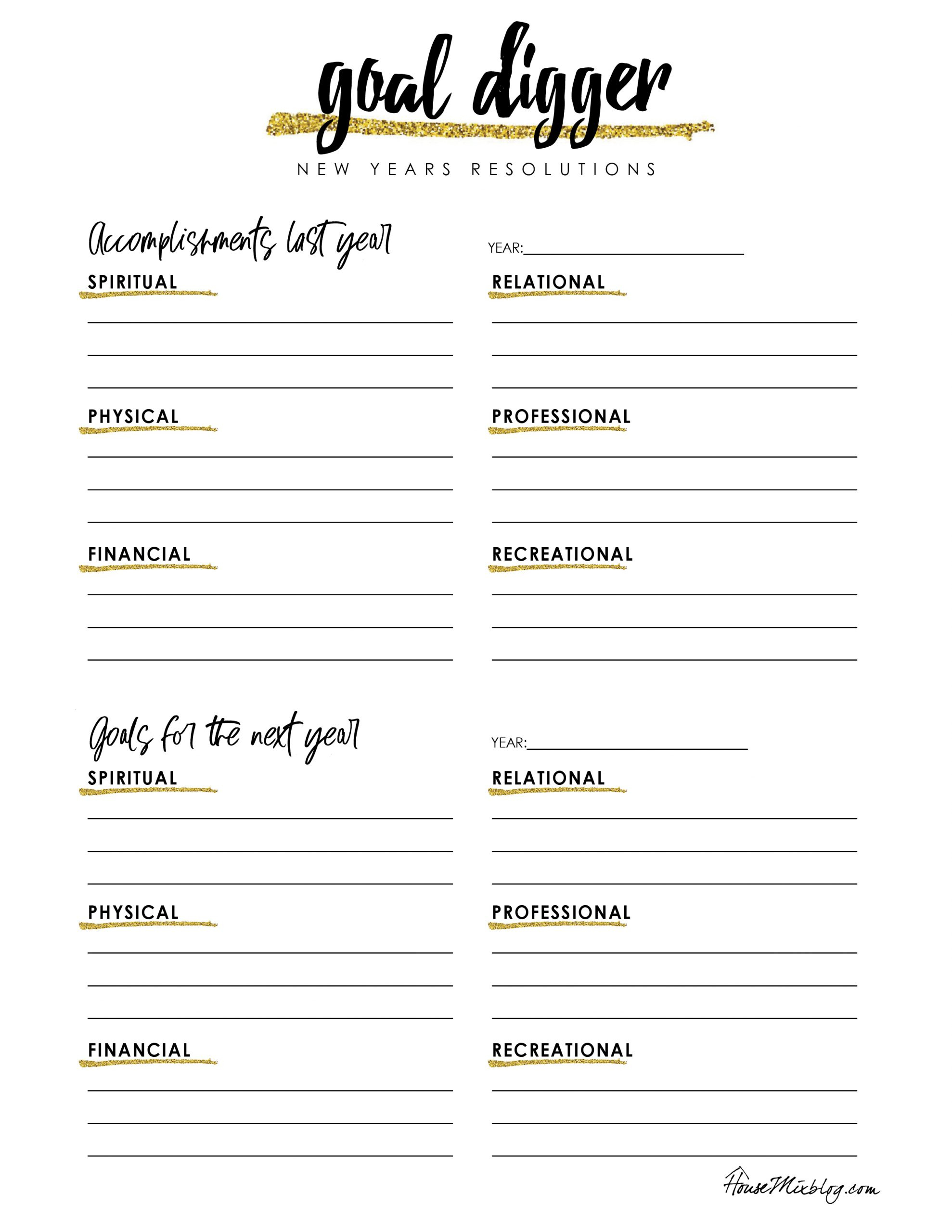 Free New Years Resolutions Printable Worksheet – Lets Live And regarding New Year&amp;amp;#039;s Resolution Printable