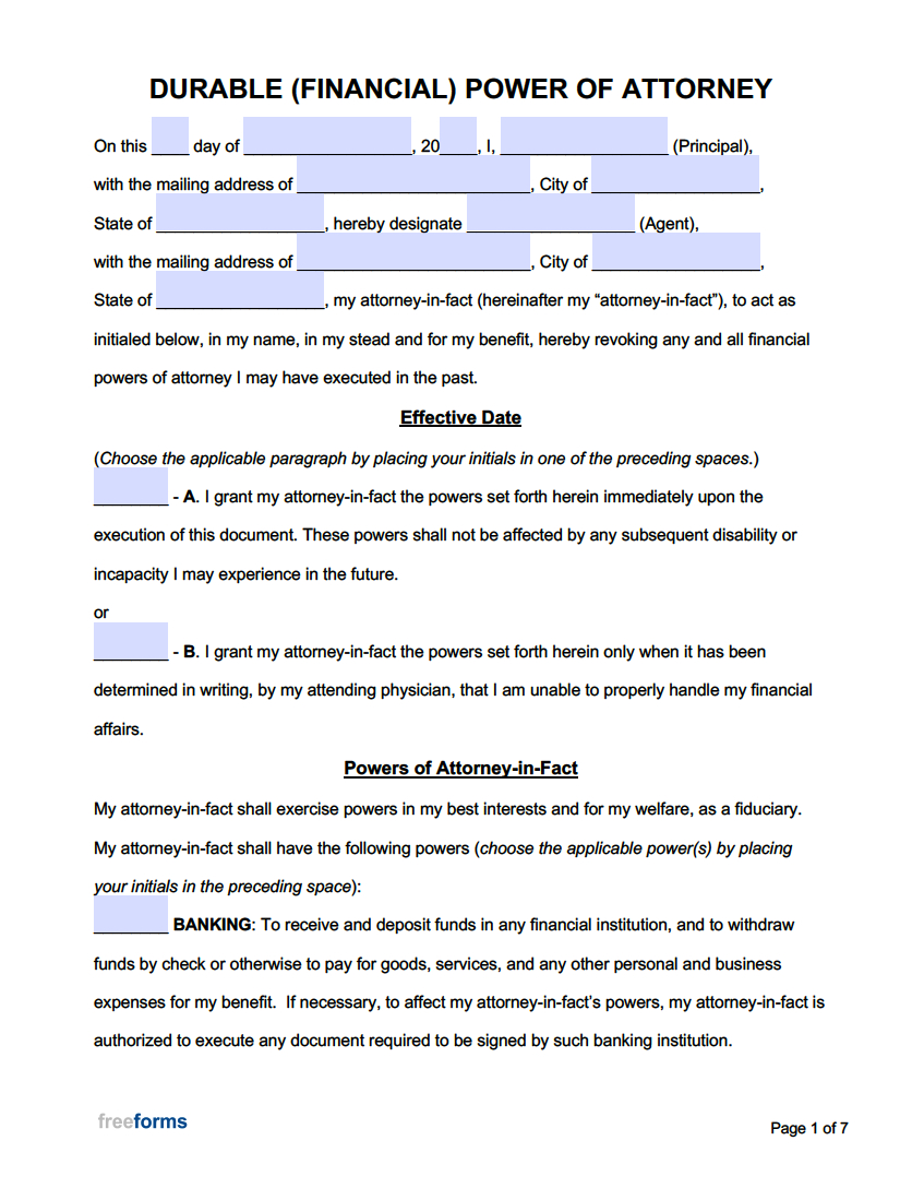 Free Power Of Attorney Forms | Pdf | Word for Printable General Power of Attorney Form