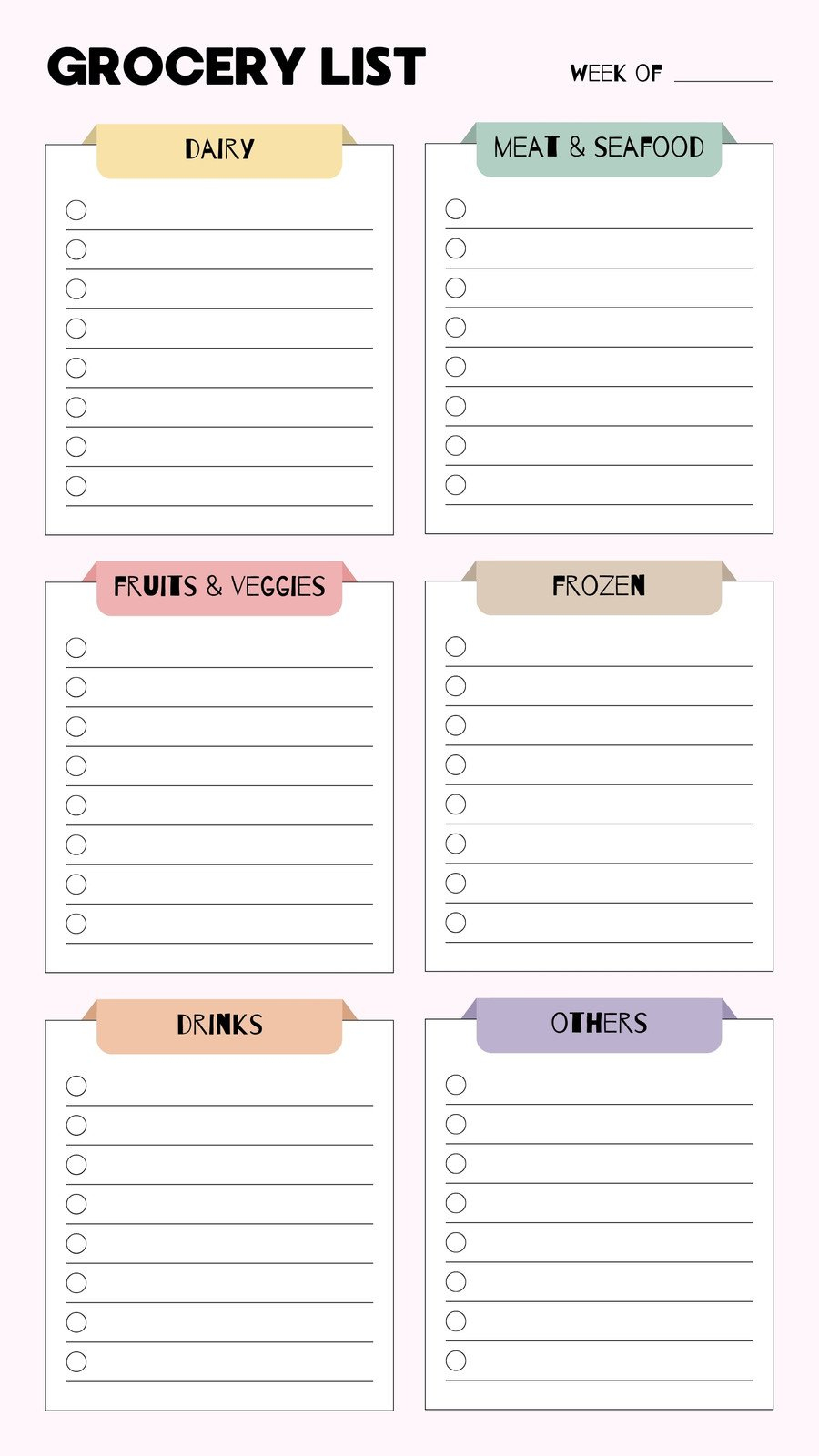 Free Printable And Customizable Grocery List Templates | Canva for Printable Grocery List with Categories