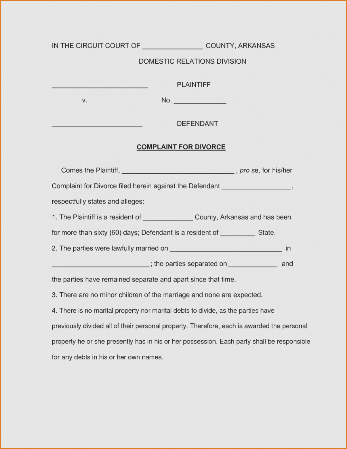 Free Printable Arkansas Divorce Forms - Worksheets Library inside Free Printable Uncontested Divorce Papers Arkansas
