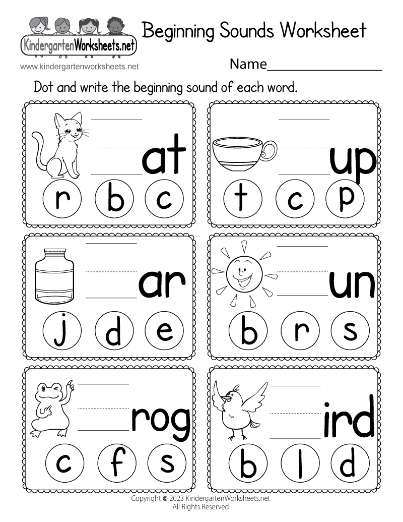 Free Printable Beginning Sounds Worksheet throughout Free Printable For Kindergarten Worksheets