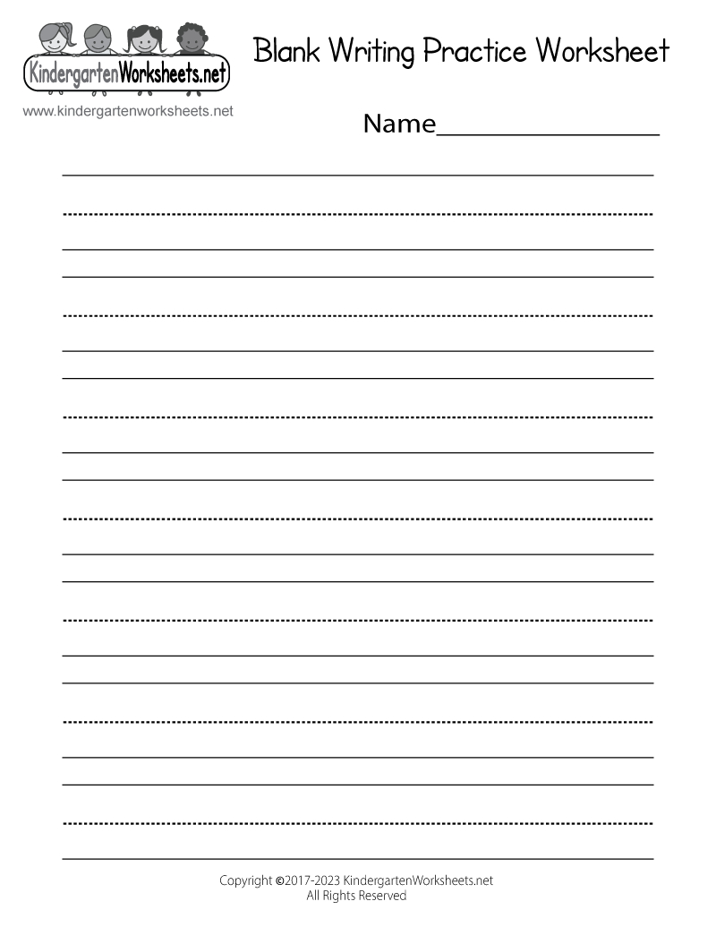 Free Printable Blank Writing Practice Worksheet within Free Printable Handwriting Paper For Kindergarten