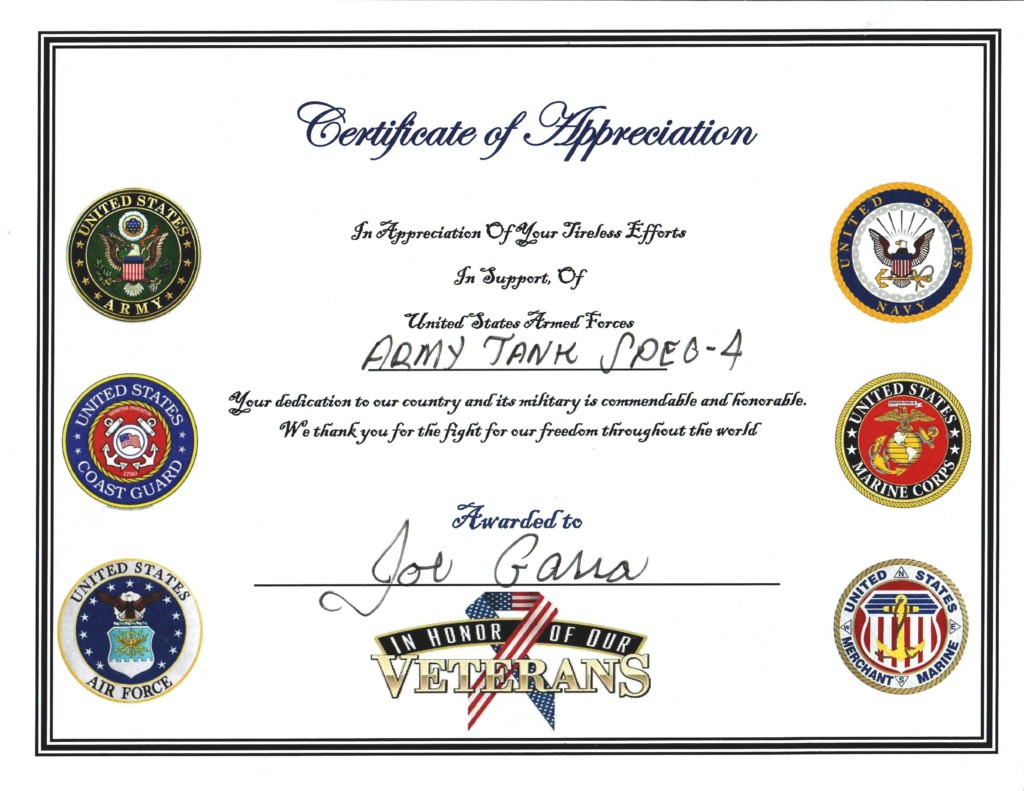 Free Printable Certificates Of Appreciation For Veterans within Free Printable Certificates For Veterans Day