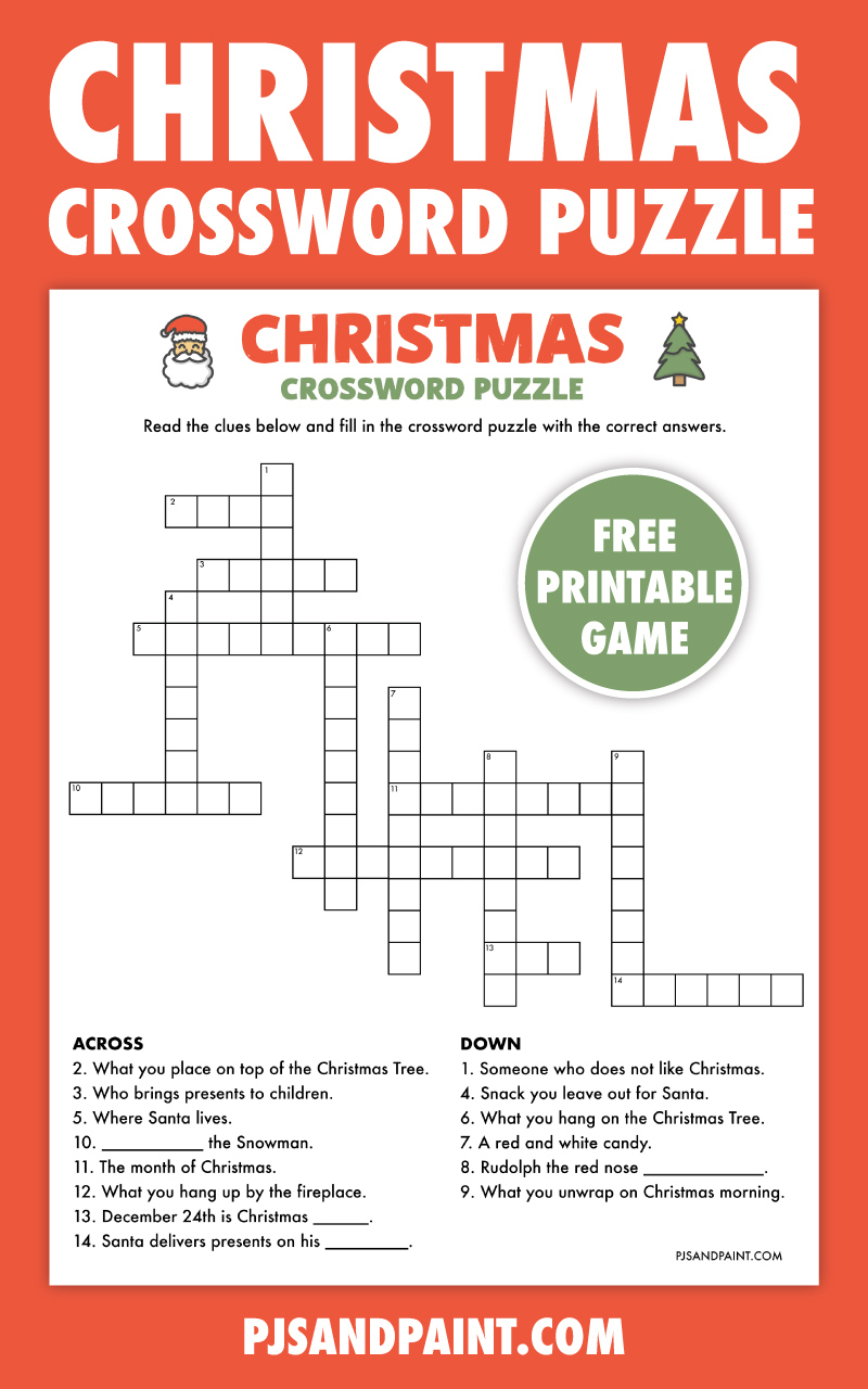 Free Printable Christmas Crossword Puzzle - Pjs And Paint inside Free Printable Christmas Crossword Puzzles with Answers