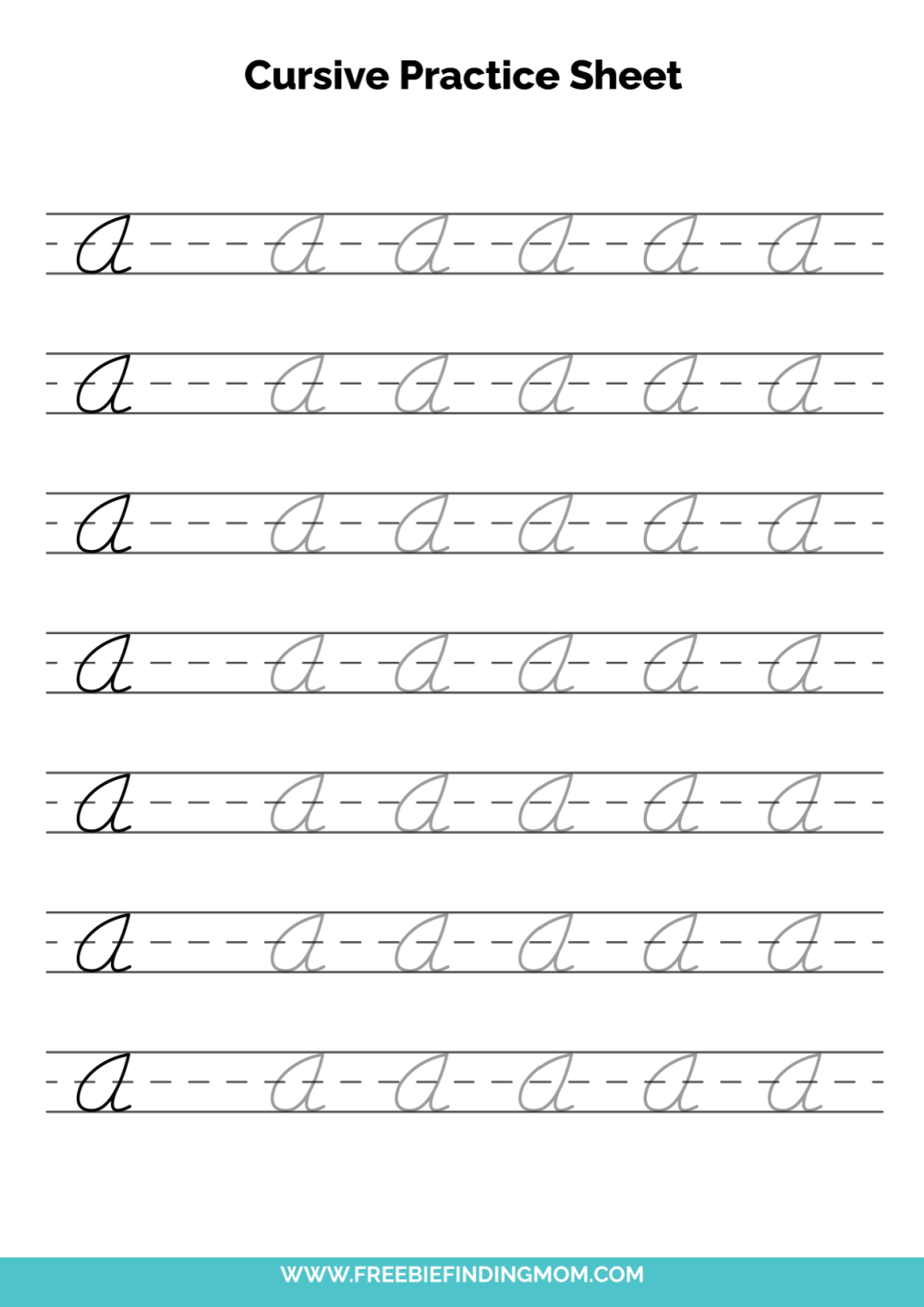 Free Printable Cursive Alphabet Practice Sheets: Capital A throughout Cursive Handwriting Worksheets Free Printable