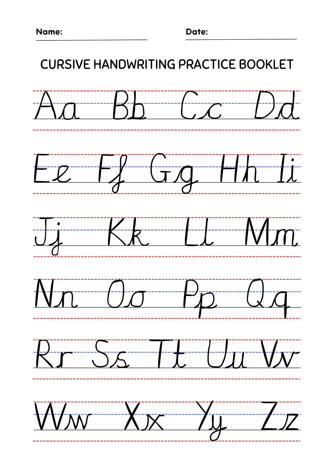 Free Printable Cursive Writing Worksheet Templates | Canva for Cursive Handwriting Worksheets Free Printable