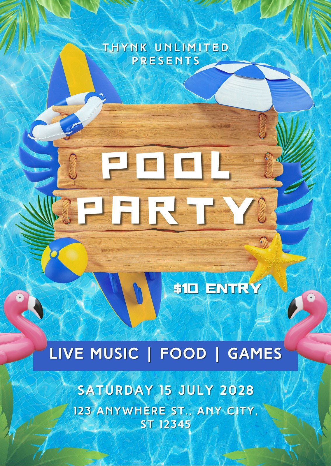 Free Printable, Customizable Pool Party Invitation Templates | Canva inside Free Printable Invitations For Pool Party