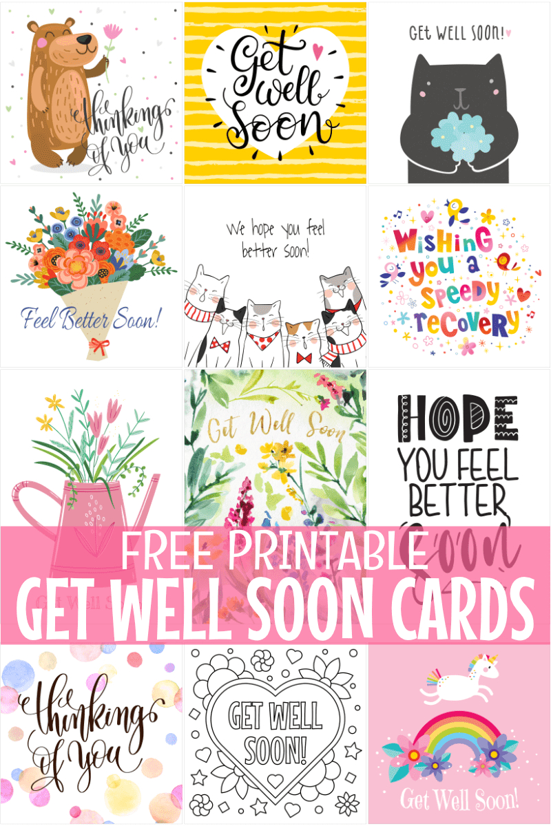 Free Printable Get Well Soon Cards with Get Well Soon Printable Card
