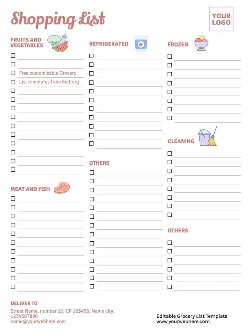 Free Printable Grocery List Templates inside Printable Grocery List with Categories
