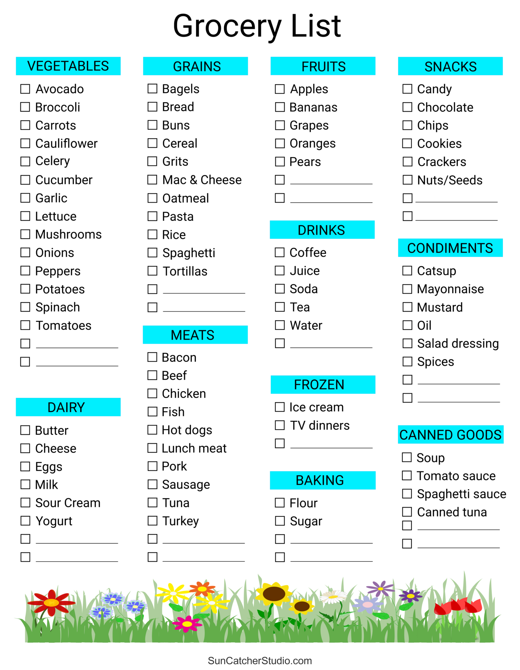 Free Printable Grocery List Templates (Pdf): Shopping Lists – Free within Printable Grocery List With Categories