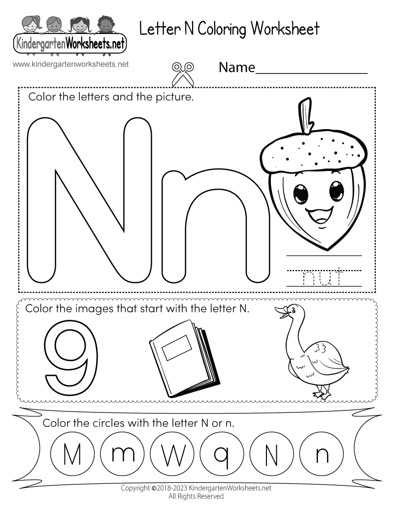 Free Printable Letter N Coloring Worksheet pertaining to Free Printable Letter N Worksheets